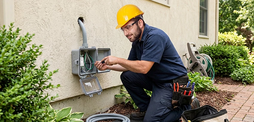 Outdoor Outlet Installation on Vinyl Siding in Woburn